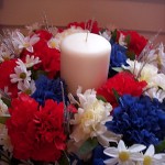 Centerpiece with white candle